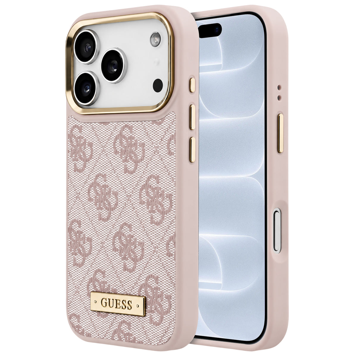 Калъф MagSafe за Apple iPhone 18 Pro / 17 Pro, Guess, 4G Logo Plate, розов