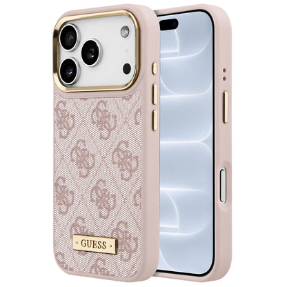 Калъф MagSafe за Apple iPhone 18 Pro / 17 Pro, Guess, 4G Logo Plate, розов