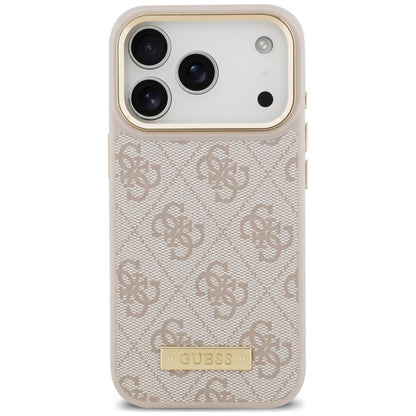 Калъф MagSafe за Apple iPhone 18 Pro / 17 Pro, Guess, 4G Logo Plate, розов