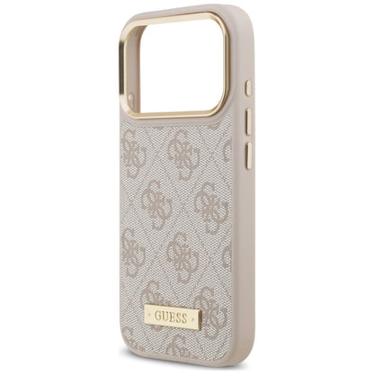Калъф MagSafe за Apple iPhone 18 Pro / 17 Pro, Guess, 4G Logo Plate, розов