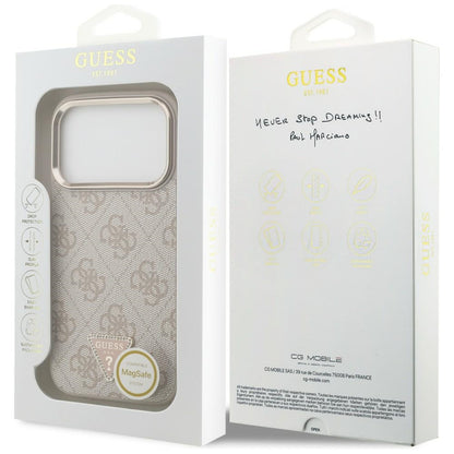 MagSafe Case for Apple iPhone 18 Pro / 17 Pro, Guess, 4G Triangle Logo, Rose Gold
