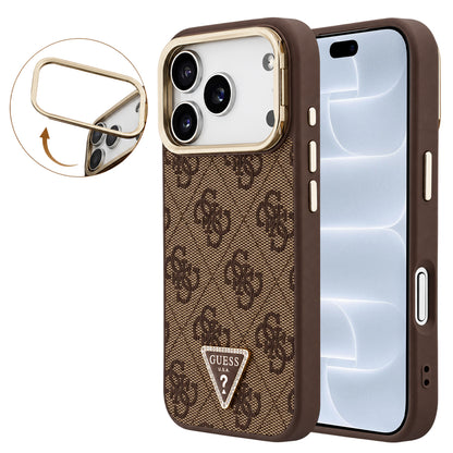 Калъф MagSafe за Apple iPhone 18 Pro / 17 Pro, Guess, 4G Triangle Logo & Stand Camera, кафяво