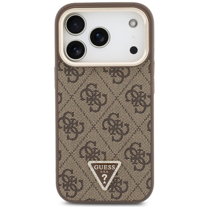 Калъф MagSafe за Apple iPhone 18 Pro / 17 Pro, Guess, 4G Triangle Logo & Stand Camera, кафяво