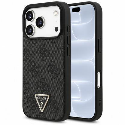 Калъф MagSafe за Apple iPhone 18 Pro / 17 Pro, Guess, 4G Triangle Strass, Черен