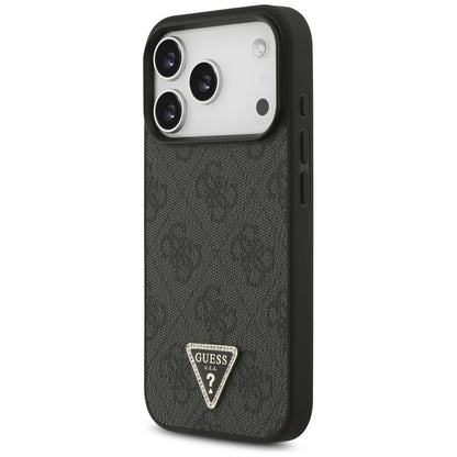 Калъф MagSafe за Apple iPhone 18 Pro / 17 Pro, Guess, 4G Triangle Strass, Черен
