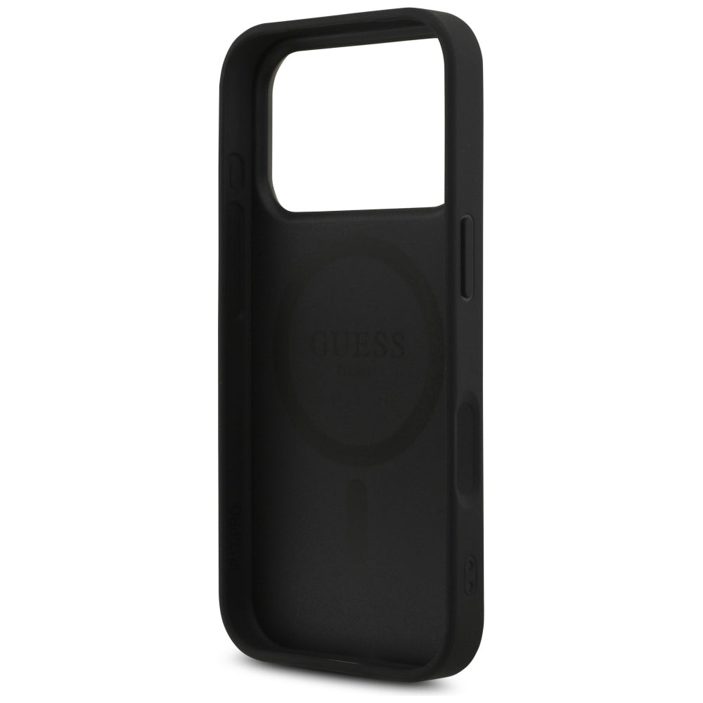 Калъф MagSafe за Apple iPhone 18 Pro / 17 Pro, Guess, 4G Triangle Strass, Черен