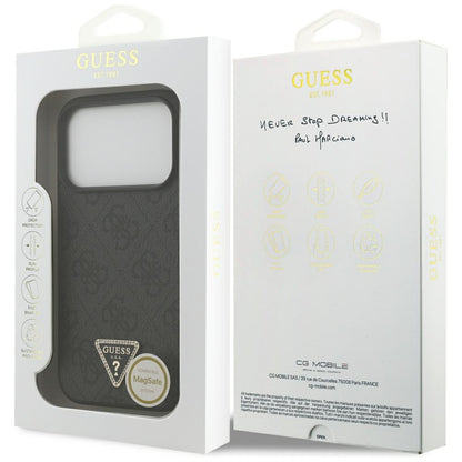 Калъф MagSafe за Apple iPhone 18 Pro / 17 Pro, Guess, 4G Triangle Strass, Черен