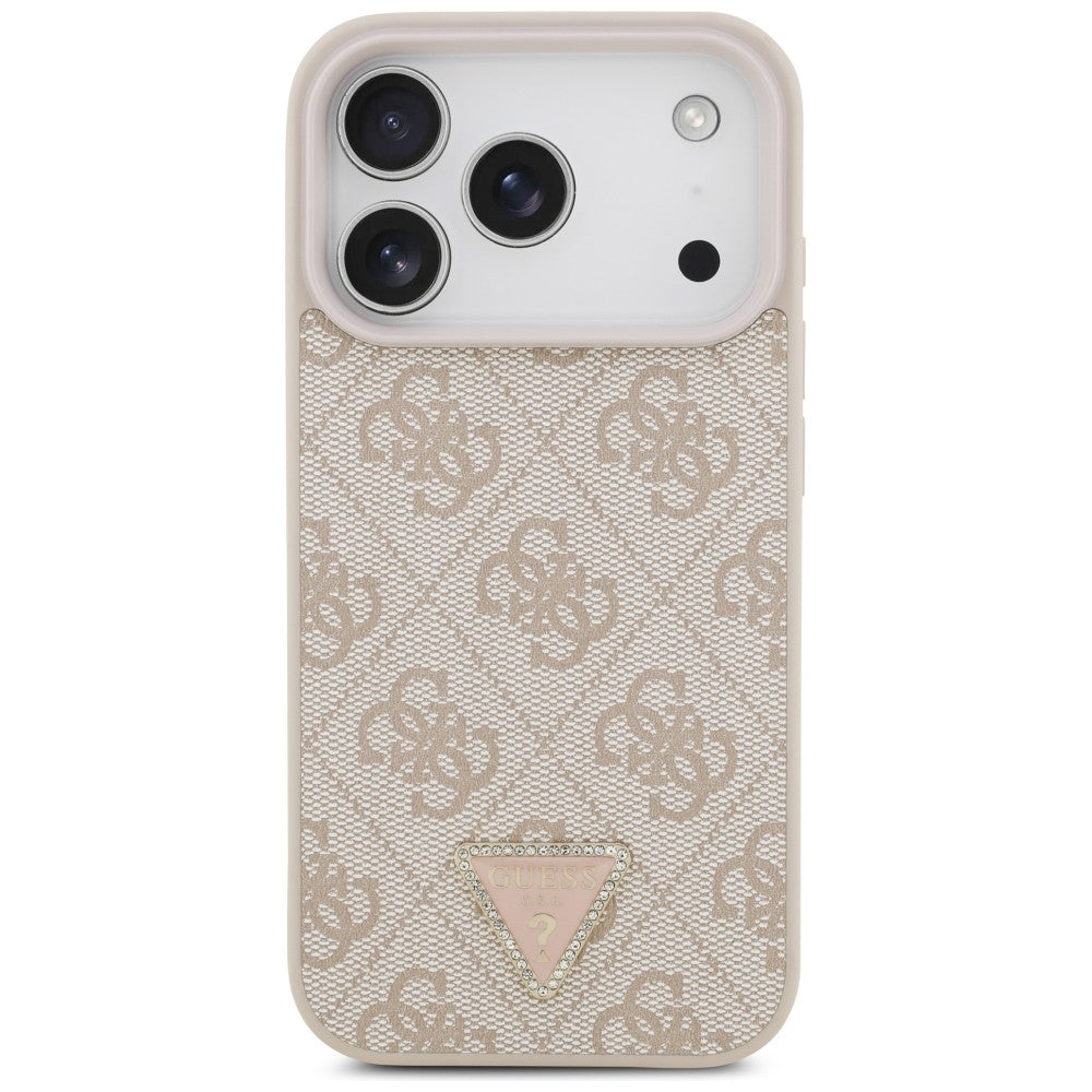 Калъф MagSafe за Apple iPhone 18 Pro / 17 Pro, Guess, 4G Triangle Strass, Розов