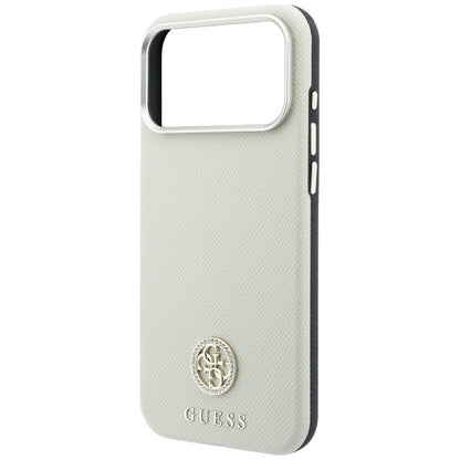 MagSafe Case for Apple iPhone 18 Pro / 17 Pro, Guess, Grained Round Strass Logo, Beige