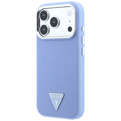 MagSafe Case for Apple iPhone 18 Pro / 17 Pro, Guess, Grained Triangle Logo, Blue