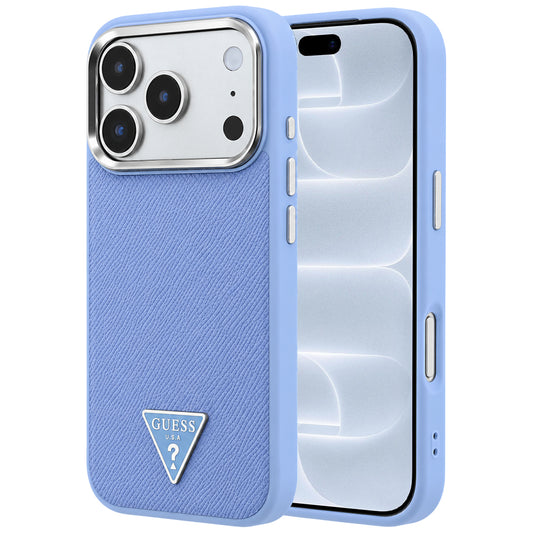 Калъф MagSafe за Apple iPhone 18 Pro / 17 Pro, Guess, Гранулирано триъгълно лого, Син