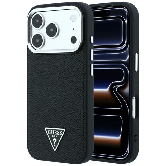 Калъф MagSafe за Apple iPhone 18 Pro / 17 Pro, Guess, Grained Triangle Logo, Черен