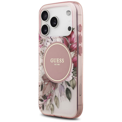 Калъф MagSafe за Apple iPhone 18 Pro / 17 Pro, Guess, IML Flower & Tonal Circle, розов