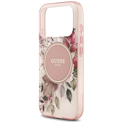Калъф MagSafe за Apple iPhone 18 Pro / 17 Pro, Guess, IML Flower & Tonal Circle, розов