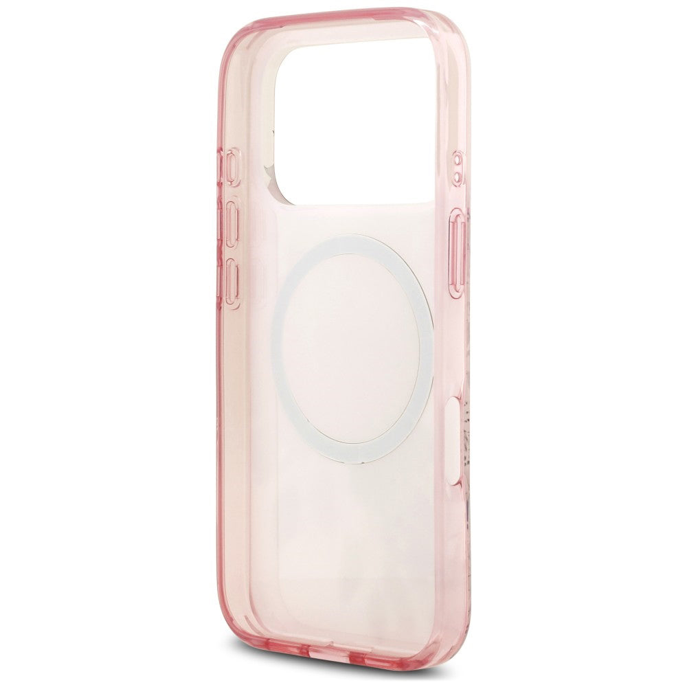 Калъф MagSafe за Apple iPhone 18 Pro / 17 Pro, Guess, IML Flower & Tonal Circle, розов