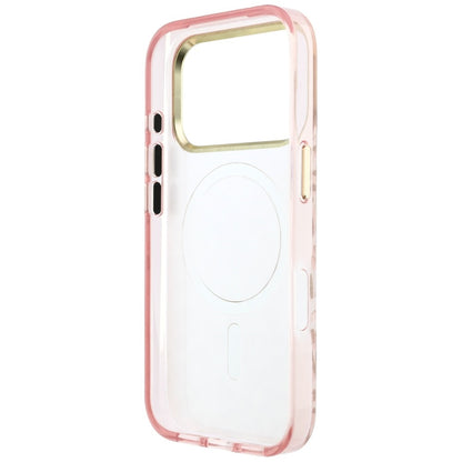 Калъф MagSafe за Apple iPhone 18 Pro / 17 Pro, Guess, Leopard Glitter Triangle Logo, Розов