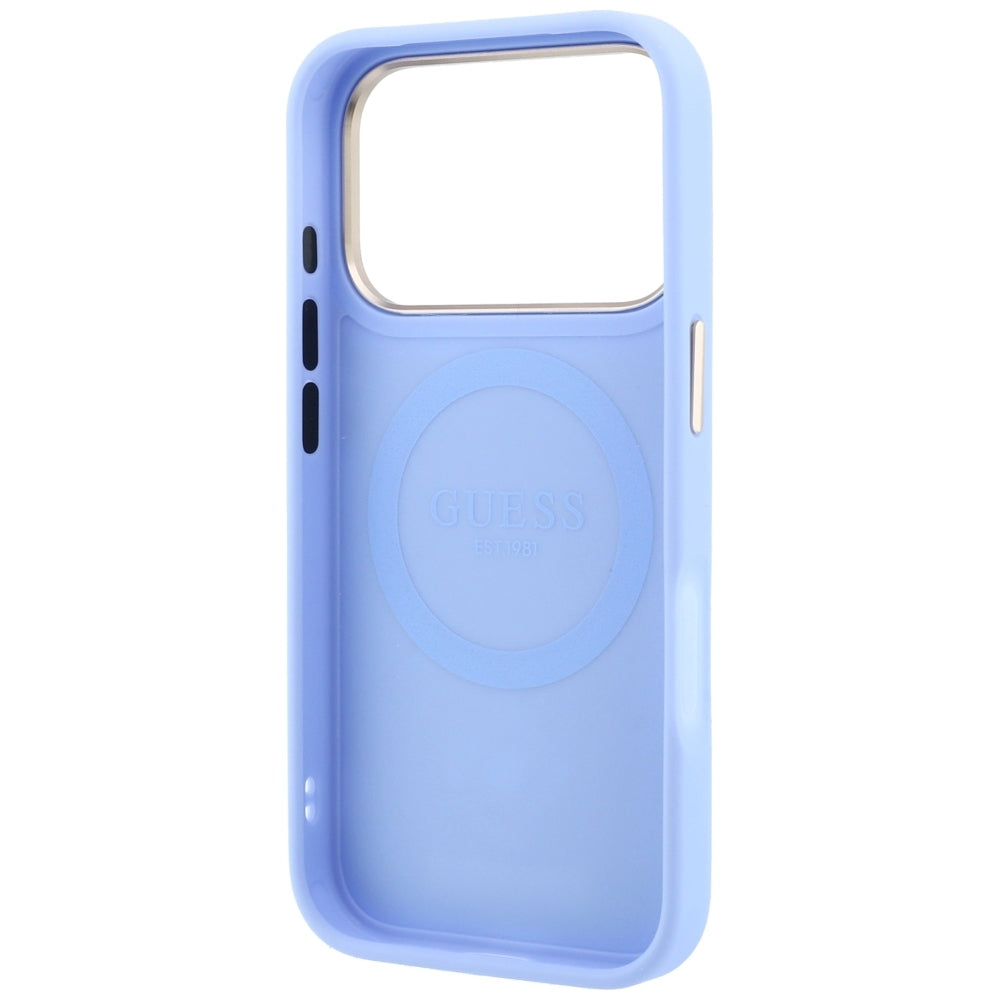 Калъф MagSafe за Apple iPhone 18 Pro / 17 Pro, Guess, Peony 4G Small Logo, Bleu