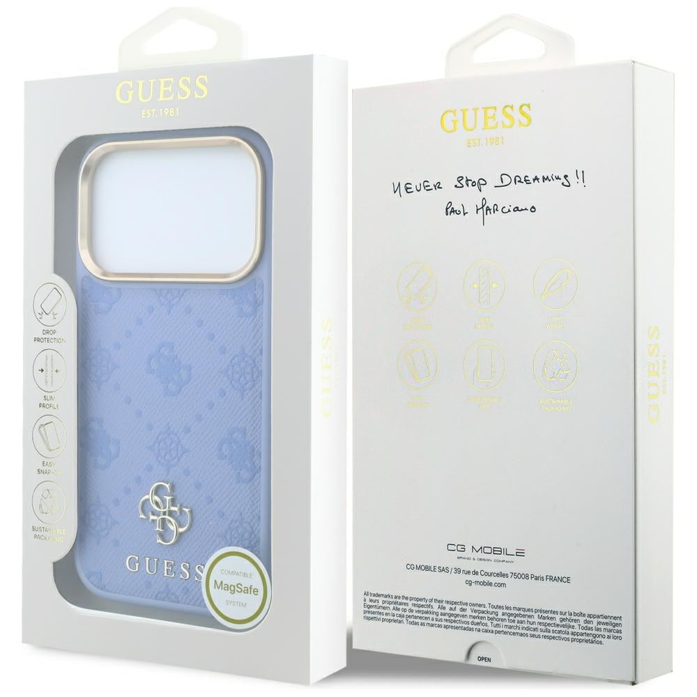 Калъф MagSafe за Apple iPhone 18 Pro / 17 Pro, Guess, Peony 4G Small Logo, Bleu