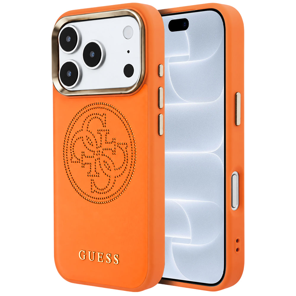MagSafe Case for Apple iPhone 18 Pro / 17 Pro, Guess, Perforated 4G, Orange