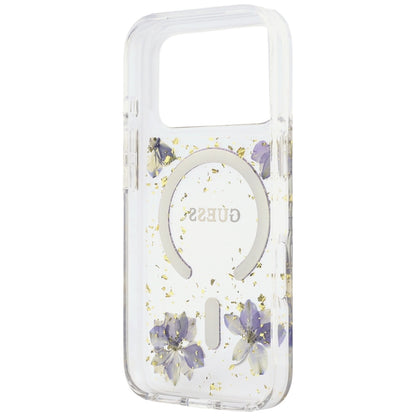 Калъф MagSafe за Apple iPhone 18 Pro / 17 Pro, Guess, Resin Flowers and Glitter, Лилав