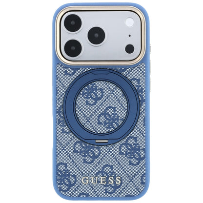 Калъф MagSafe за Apple iPhone 18 Pro / 17 Pro, Guess, Ring Stand 360 4G Classic Logo, Син