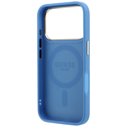 Калъф MagSafe за Apple iPhone 18 Pro / 17 Pro, Guess, Ring Stand 360 4G Classic Logo, Син