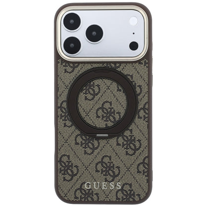 Калъф MagSafe за Apple iPhone 18 Pro / 17 Pro, Guess, Ring Stand 360 4G Classic Logo, Кафяв