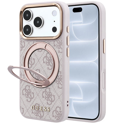 Калъф MagSafe за Apple iPhone 18 Pro / 17 Pro, Guess, Ring Stand 360 4G Classic Logo, Розов