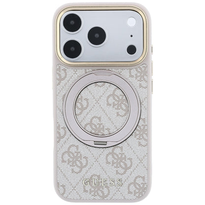 Калъф MagSafe за Apple iPhone 18 Pro / 17 Pro, Guess, Ring Stand 360 4G Classic Logo, Розов