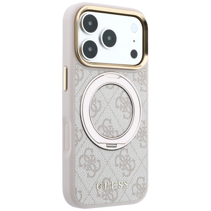 Калъф MagSafe за Apple iPhone 18 Pro / 17 Pro, Guess, Ring Stand 360 4G Classic Logo, Розов