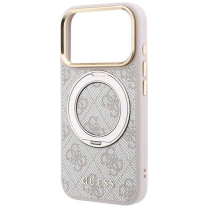 Калъф MagSafe за Apple iPhone 18 Pro / 17 Pro, Guess, Ring Stand 360 4G Classic Logo, Розов