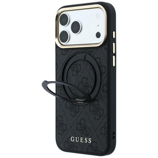 Калъф MagSafe за Apple iPhone 18 Pro / 17 Pro, Guess, Ring Stand Classic Logo, Черен