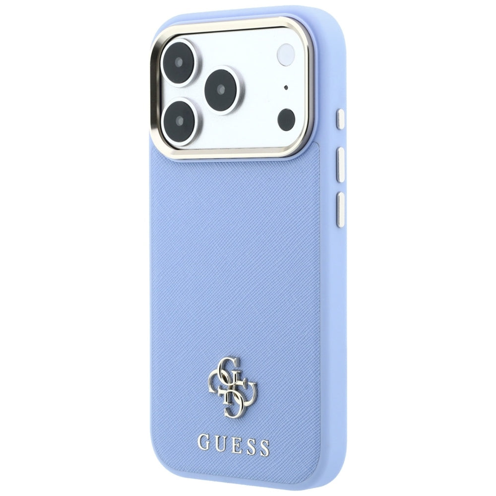 Калъф MagSafe за Apple iPhone 18 Pro / 17 Pro, Guess, Saffiano Small 4G Classic, Bleu