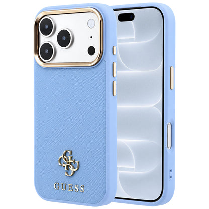 Калъф MagSafe за Apple iPhone 18 Pro / 17 Pro, Guess, Saffiano Small 4G Classic, Bleu