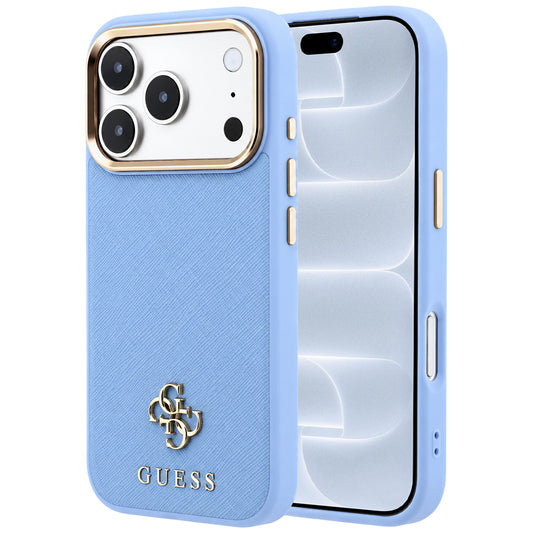 Калъф MagSafe за Apple iPhone 18 Pro / 17 Pro, Guess, Saffiano Small 4G Classic, Bleu