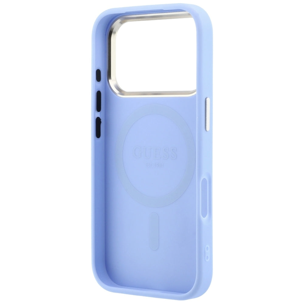 Калъф MagSafe за Apple iPhone 18 Pro / 17 Pro, Guess, Saffiano Small 4G Classic, Bleu