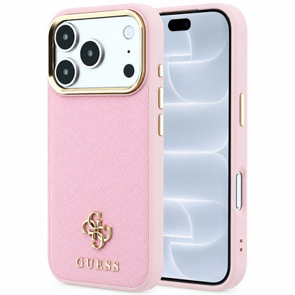 MagSafe Case for Apple iPhone 18 Pro / 17 Pro, Guess, Saffiano Small 4G Classic, Pink