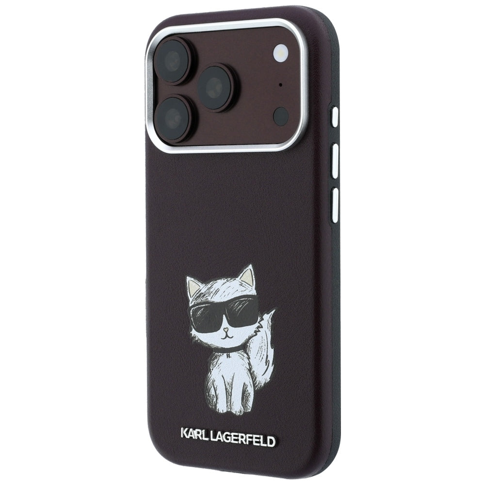 Калъф MagSafe за Apple iPhone 18 Pro / 17 Pro, Karl Lagerfeld, Choupette Sketch, Бордо