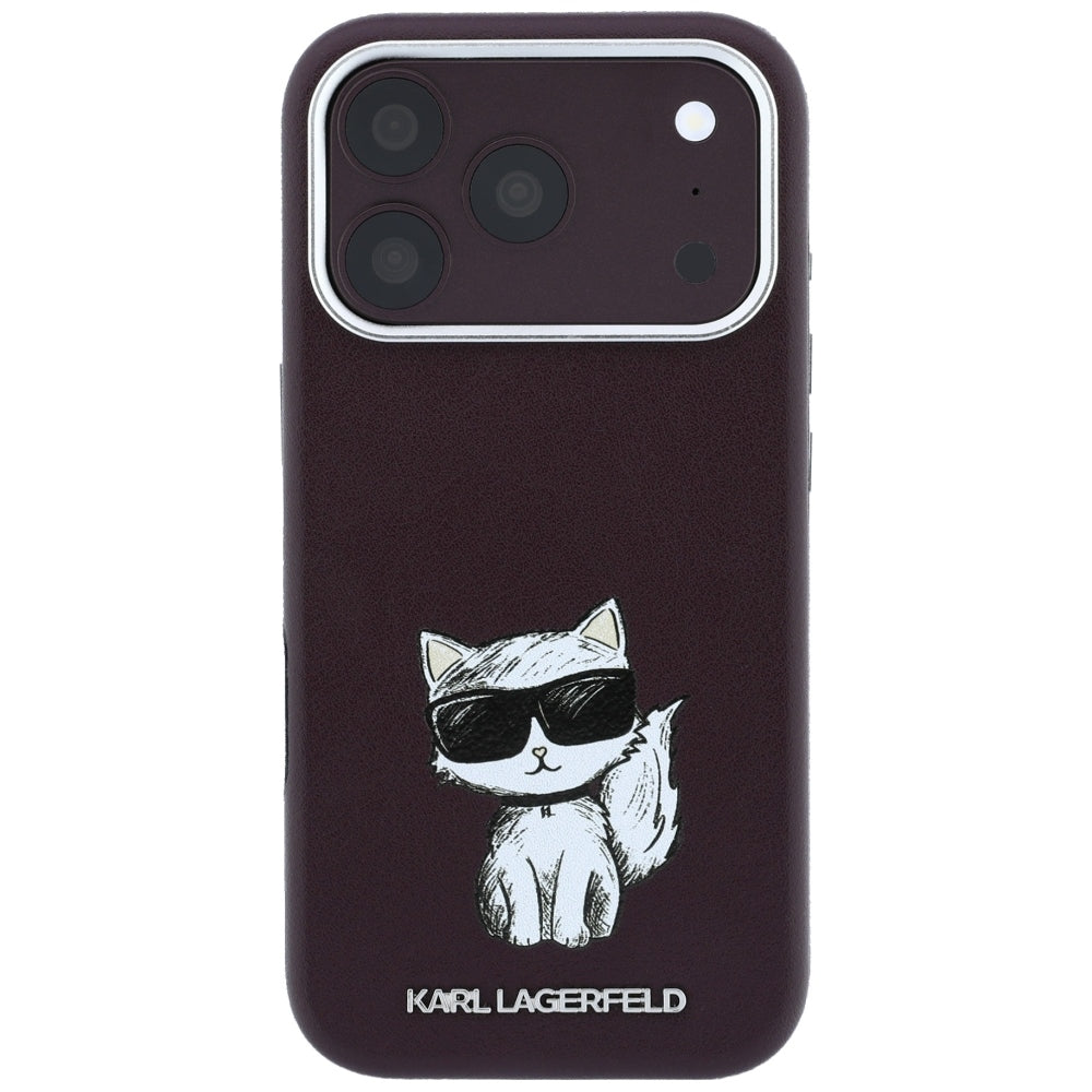 Калъф MagSafe за Apple iPhone 18 Pro / 17 Pro, Karl Lagerfeld, Choupette Sketch, Бордо