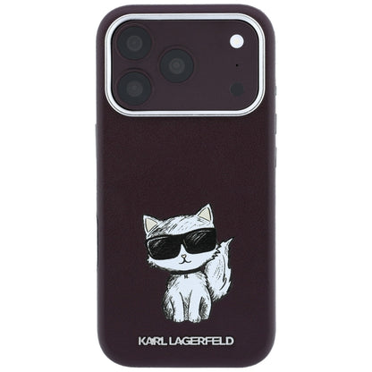 Калъф MagSafe за Apple iPhone 18 Pro / 17 Pro, Karl Lagerfeld, Choupette Sketch, Бордо