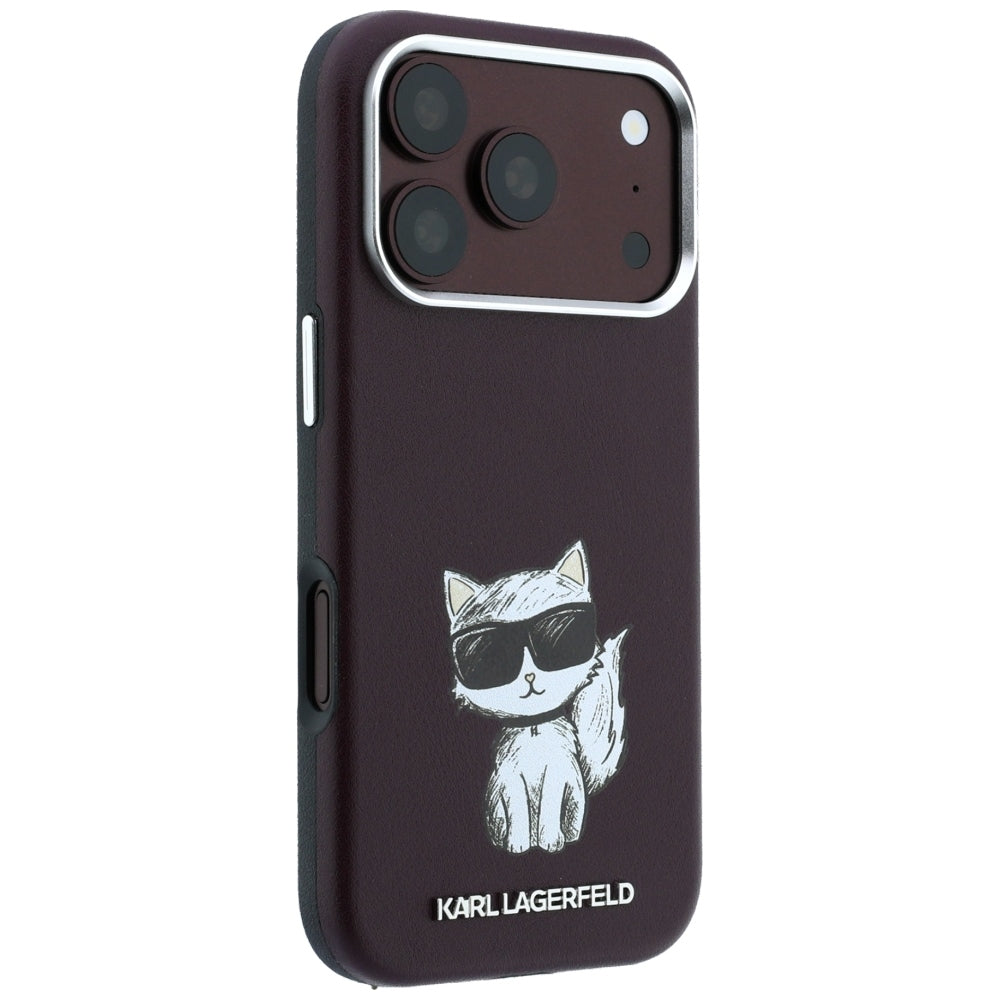 Калъф MagSafe за Apple iPhone 18 Pro / 17 Pro, Karl Lagerfeld, Choupette Sketch, Бордо
