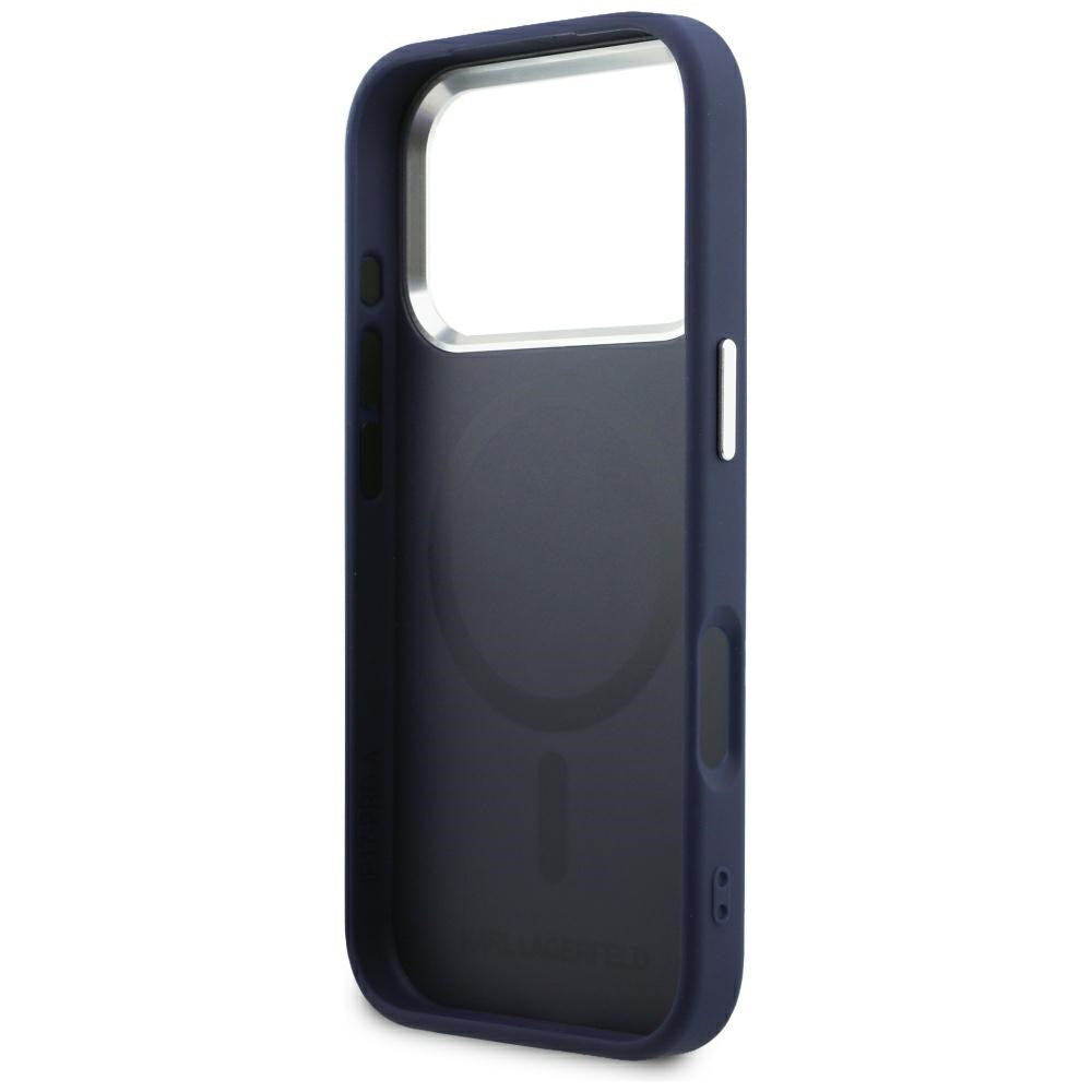Калъф MagSafe за Apple iPhone 18 Pro / 17 Pro, Karl Lagerfeld, Embossed Open Ring RSG Logo, синя