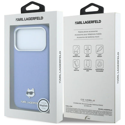 Калъф MagSafe за Apple iPhone 18 Pro / 17 Pro, Karl Lagerfeld, Grained Choupette Head, Bleu