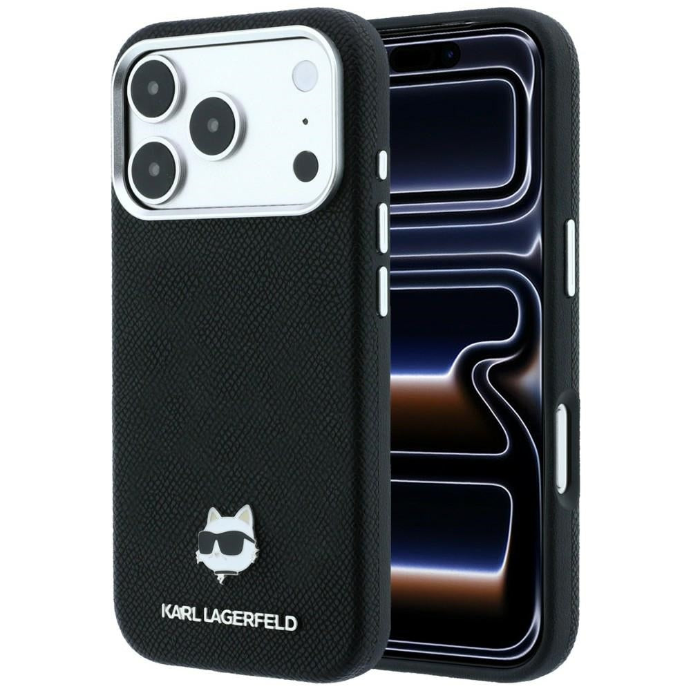 Калъф MagSafe за Apple iPhone 18 Pro / 17 Pro, Karl Lagerfeld, Grained Choupette Head, Черен