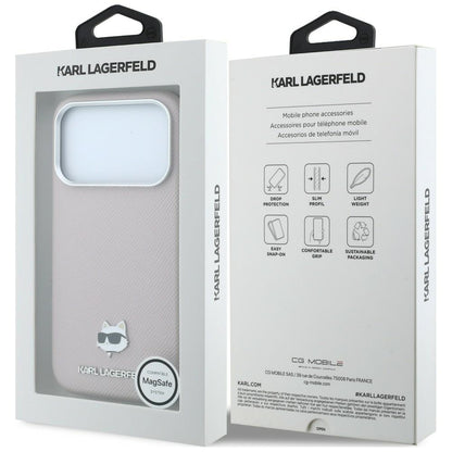 Калъф MagSafe за Apple iPhone 18 Pro / 17 Pro, Karl Lagerfeld, Grained Choupette Head, Розов