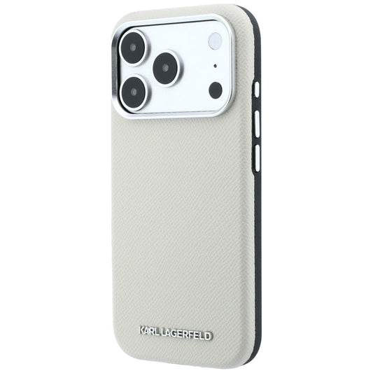 Калъф MagSafe за Apple iPhone 18 Pro / 17 Pro, Karl Lagerfeld, Зърнест Удължен Лого, Бежов