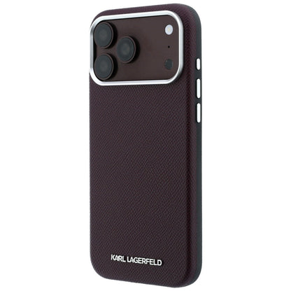 Калъф MagSafe за Apple iPhone 18 Pro / 17 Pro, Karl Lagerfeld, Зърнест Удължен Лого, Бордо