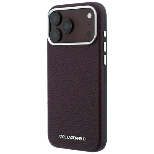 Калъф MagSafe за Apple iPhone 18 Pro / 17 Pro, Karl Lagerfeld, Зърнест Удължен Лого, Бордо