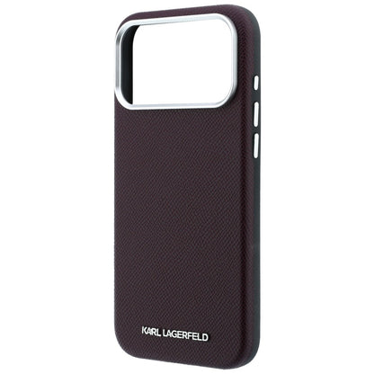 Калъф MagSafe за Apple iPhone 18 Pro / 17 Pro, Karl Lagerfeld, Зърнест Удължен Лого, Бордо