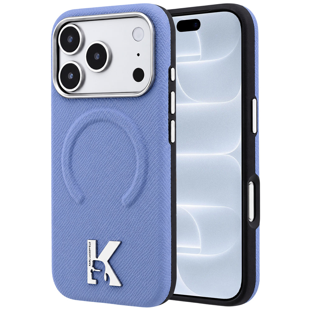 Калъф MagSafe за Apple iPhone 18 Pro / 17 Pro, Karl Lagerfeld, Grained Embossed Ring, синьо